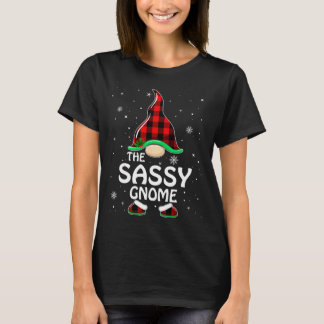 T-shirt Sassy Gnome Buffalo Plaid Matching Family Christma