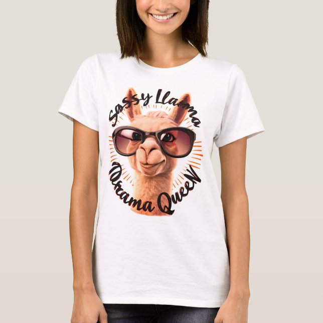 T-shirt Sassy llama drame queen (Devant)
