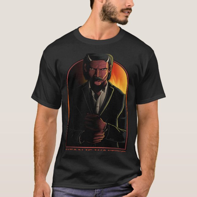 T-shirt Satan attend Devil Demon 666 Antichrist Occult (Devant)