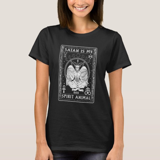 T-shirt Satan Est Mon Esprit Animal I Satanic Tarot Card (Devant)