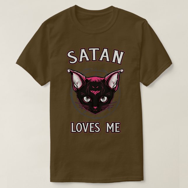 T-shirt Satan M'Aime Drôle Satanic Kitty Goth (Design devant)