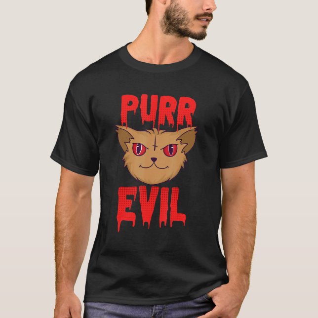 T-shirt Satan Purr Evil Lucipurr Chat (Devant)