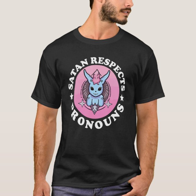 T-shirt Satan Respects Pronouns LGBTQ Gay Pride (Devant)
