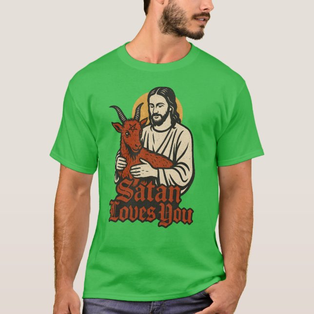 T-shirt Satan t'aime humour sombre satanique (Devant)