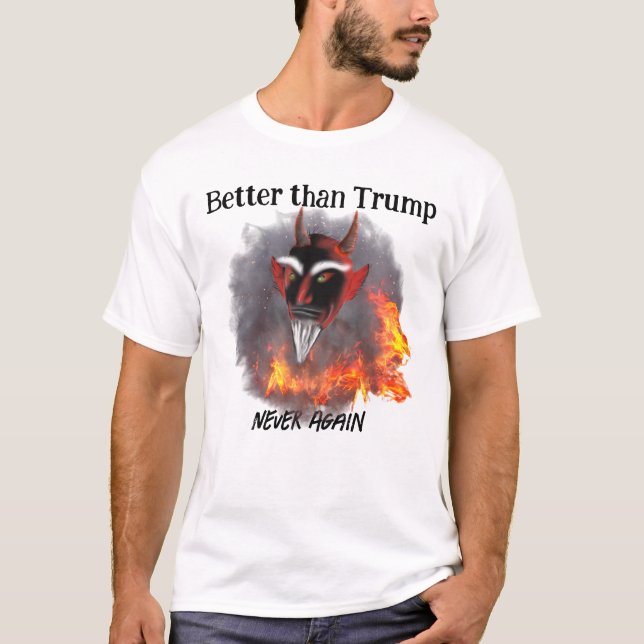 T-shirt Satan vaut mieux que Trump drôle Anti Trump (Devant)