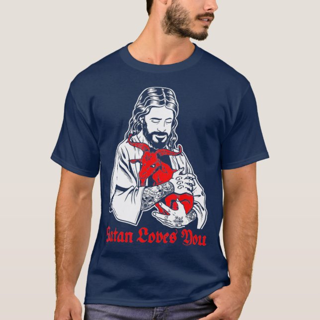T-shirt Satan vous aime et Jésus le savent Baphomet (Devant)