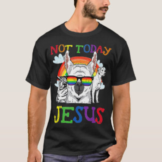 T-shirt Satanic LGBQ Pas aujourd'hui Jésus Llama Chat Chie