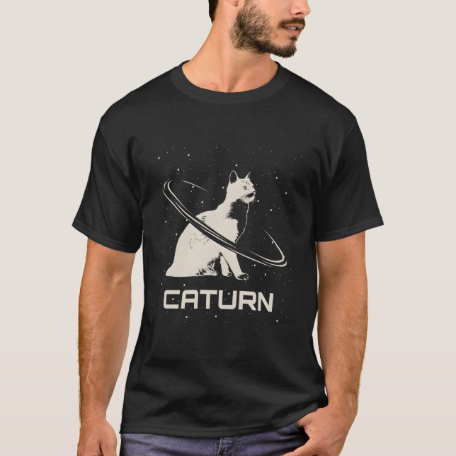 T-shirt Saturn Caturn I Planets Space Galaxy Astronomy Cat (Devant)