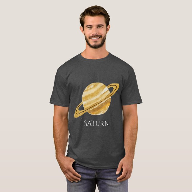 T-shirt Saturn Planet Aquarelle Hommes T (Devant entier)
