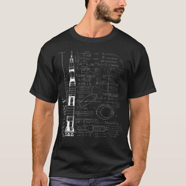 T-shirt Saturn VSaturn Rocket Science équations (Devant)