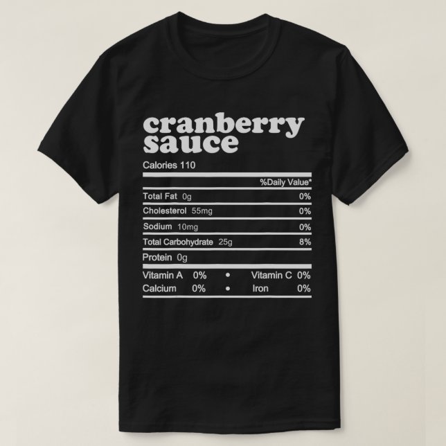 T-shirt Sauce canneberge Nutrition Facts 2021 Thanksgiving (Design devant)