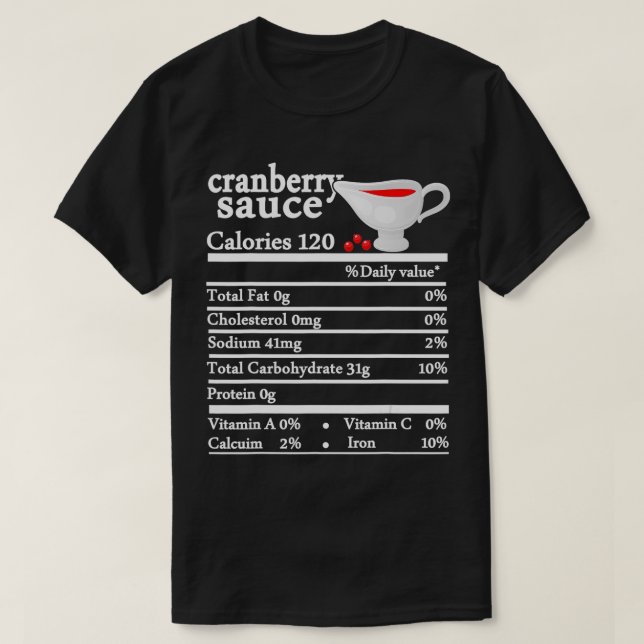 T-shirt Sauce canneberge Pommes de terre sucrées Nutrition (Design devant)