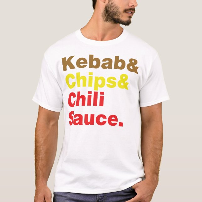 T-shirt Sauce Kebab & Chips & Chili. (Devant)