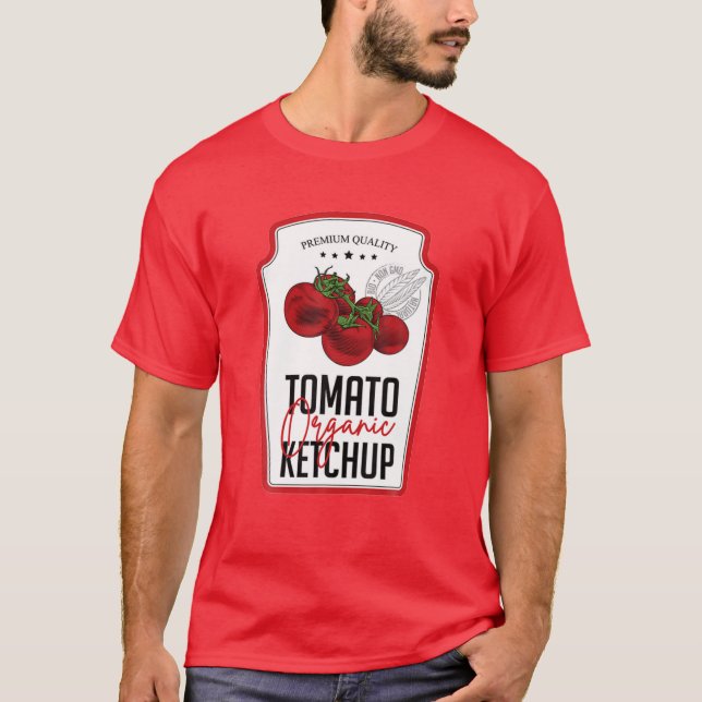 T-shirt Sauce tomate Ketchup Étiquette bouteille Drôle Hal (Devant)