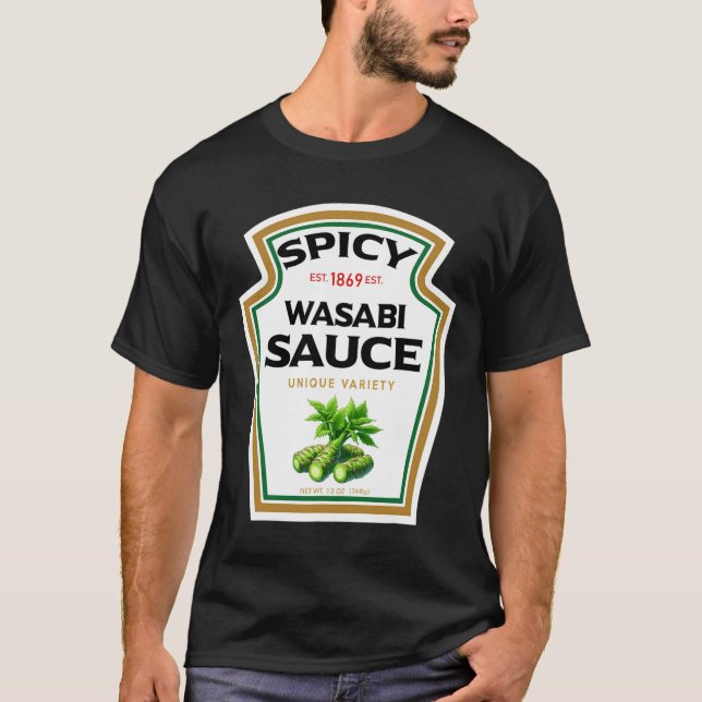 T-shirt Sauce Wasabi épicée Bouteille Étiquette Funny Hall (Devant)