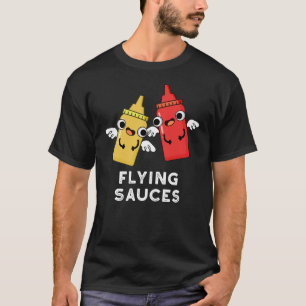 T-shirt Sauces volantes amusantes à manger Pun Dark BG
