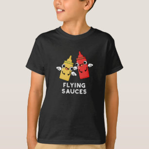 T-shirt Sauces volantes amusantes à manger Pun Dark BG