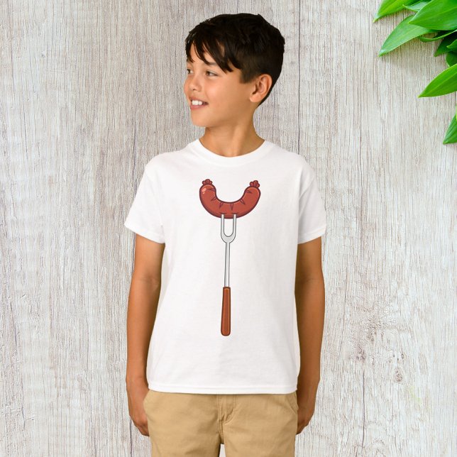 T-shirt Saucisse grillée sur fourchette à BBQ (Créateur téléchargé)