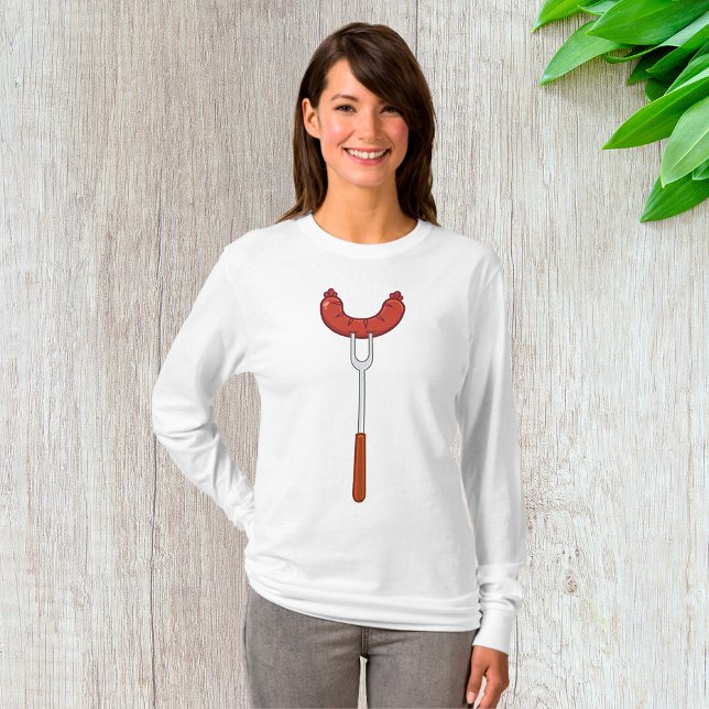 T-shirt Saucisse grillée sur fourchette à BBQ (Créateur téléchargé)