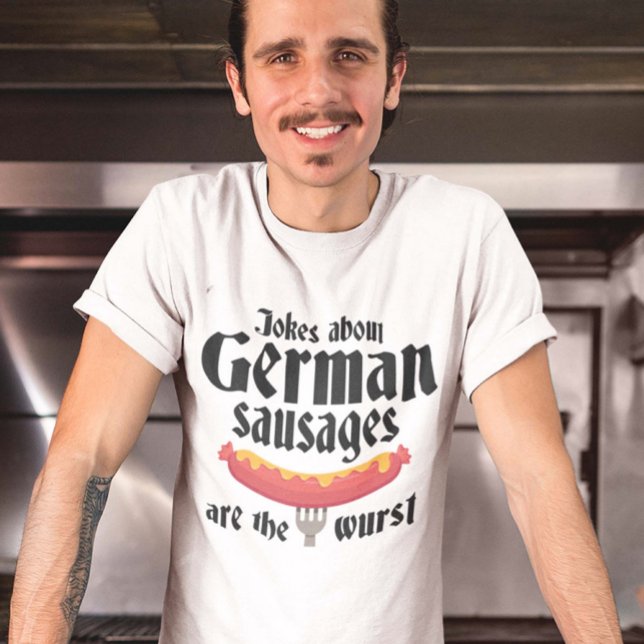 T-shirt Saucisses allemandes (man in food truck wearing funny german shirt)