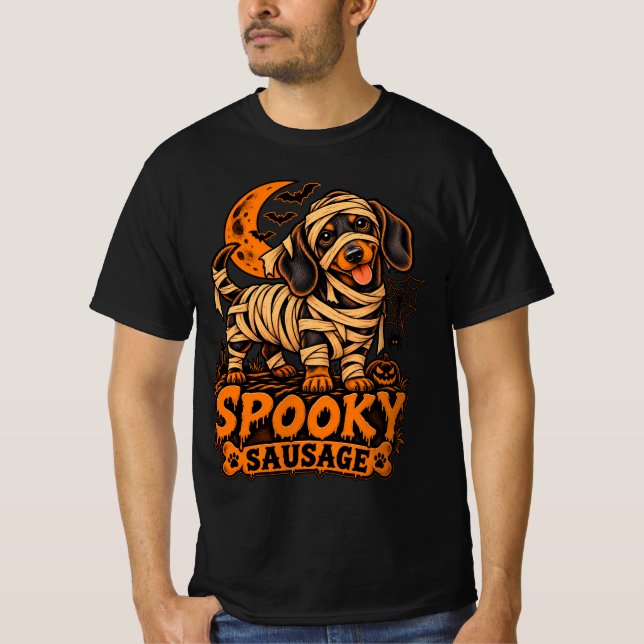 T-shirt Saucisson Effrayant Mummy Teckel Halloween Drôle D (Devant)