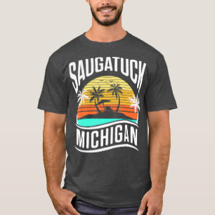 T-shirt Saugatuck Michigan Vintage Sunset Vacances