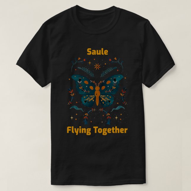 T-shirt Saule volant ensemble Papillon coloré Retro Des (Design devant)