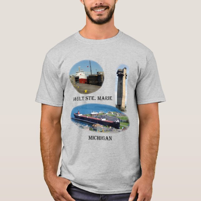 T-shirt Sault Ste. Marie, chemise couleur du Michigan (Devant)