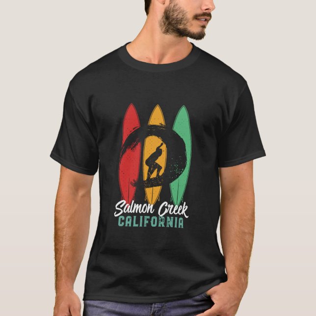 T-shirt Saumon Creek California Beach Retro Surfing (Devant)