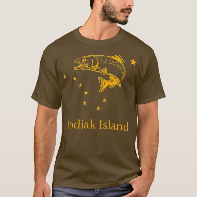 T-shirt Saumon de l'île de Kodiak Pêche au drapeau de l'Ét (Devant)