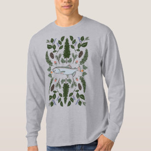T-shirt Saumon PNW Nature Fir Ferns Berries Fête de la rec