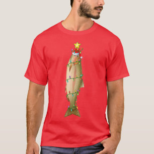 T-shirt Saumon Poisson Éclairage Xmas arbre Saumon corresp