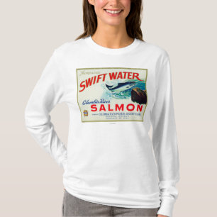 T-shirt Saumon rapide de l'eau d'Astoria, Orégon - de