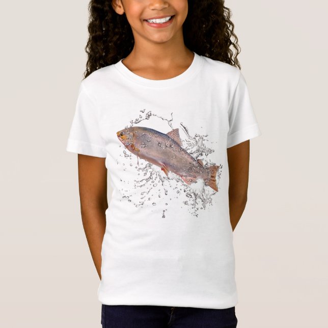 T-shirt Saumon rose pour filles (Devant)