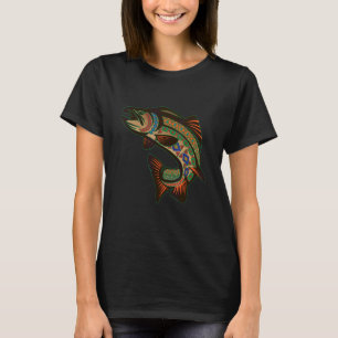 T-shirt Saumon totem indien d'Amérique du Nord-Ouest