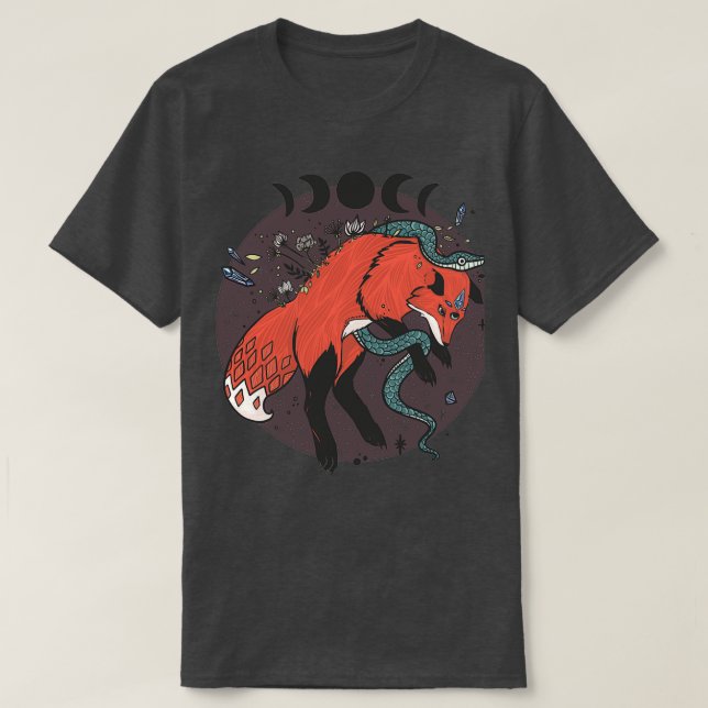 T-shirt Saupoudrer Le Renard Avec Le Serpent Et Les Pierre (Design devant)