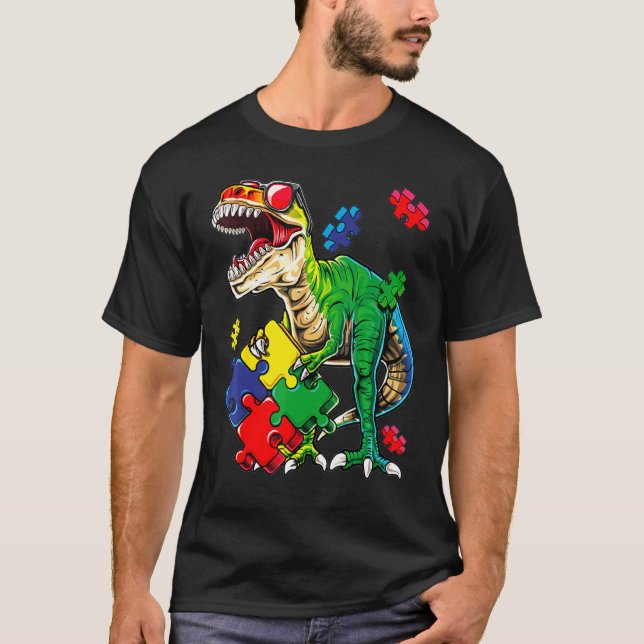 T-shirt Saurus Dinosaur Saurus Sensibilisation à l'autisme (Devant)