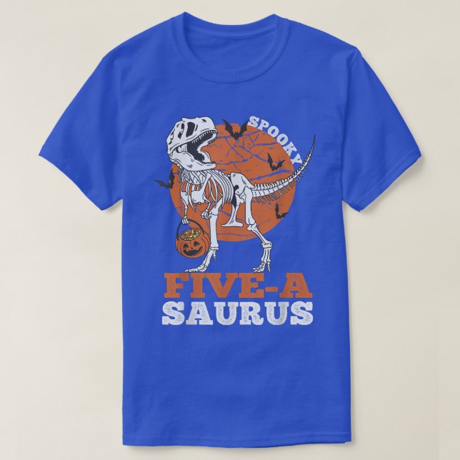 T-shirt Saurus Dinosaure Squelette T rex Pumpk éffrayant 5 (Design devant)