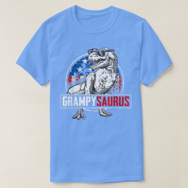 T-shirt Saurus Grampy Dinosaur T Re American Flag Family M (Design devant)
