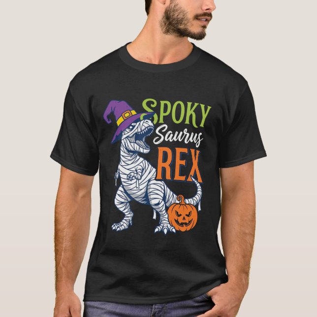 T-shirt Saurus Rex Momie Dinosaure Halloween Effrayant (Devant)