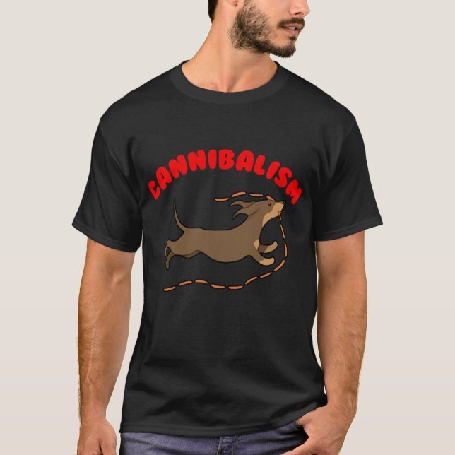 T-shirt Sausage Dog Cannibal friend family (Devant)
