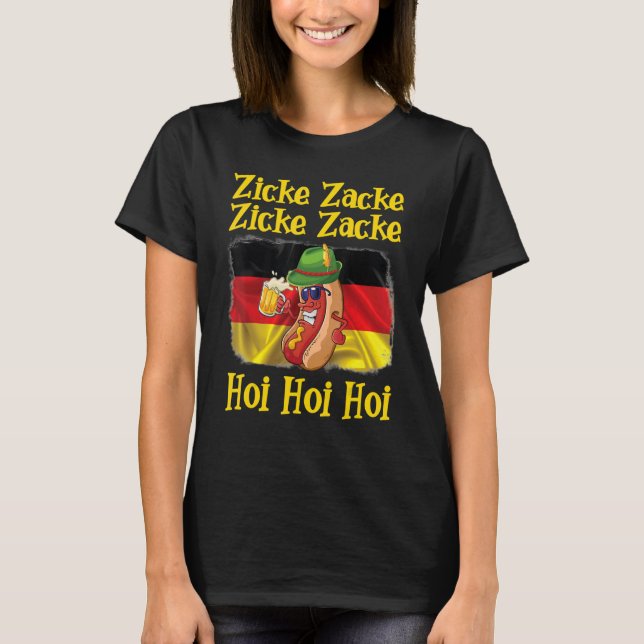 T-shirt Sausage Drinking German Beer Zicke Zacke Zicke Zac (Devant)
