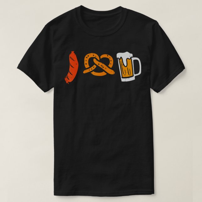T-shirt Sausage Pretzel I Love Oktoberfest Allemand Bavaro (Design devant)