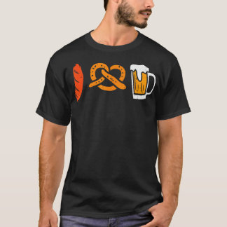 T-shirt Sausage Pretzel I Love Oktoberfest Allemand Bavaro