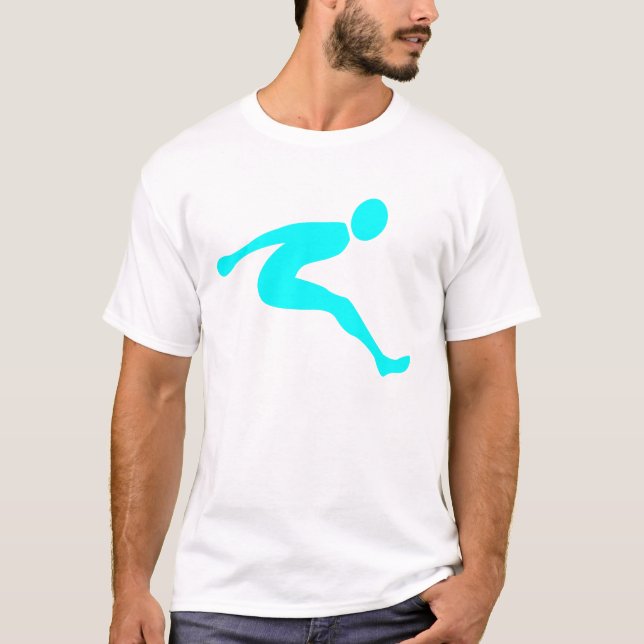 T-shirt Saut en longueur - Cyan (Devant)