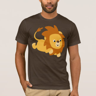 T-shirt sautant de lion de bande dessinée mignonne
