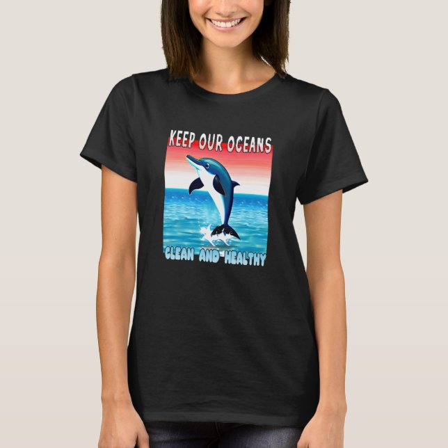 T-shirt Sauter Dolphin garder nos océans propres et en san (Devant)