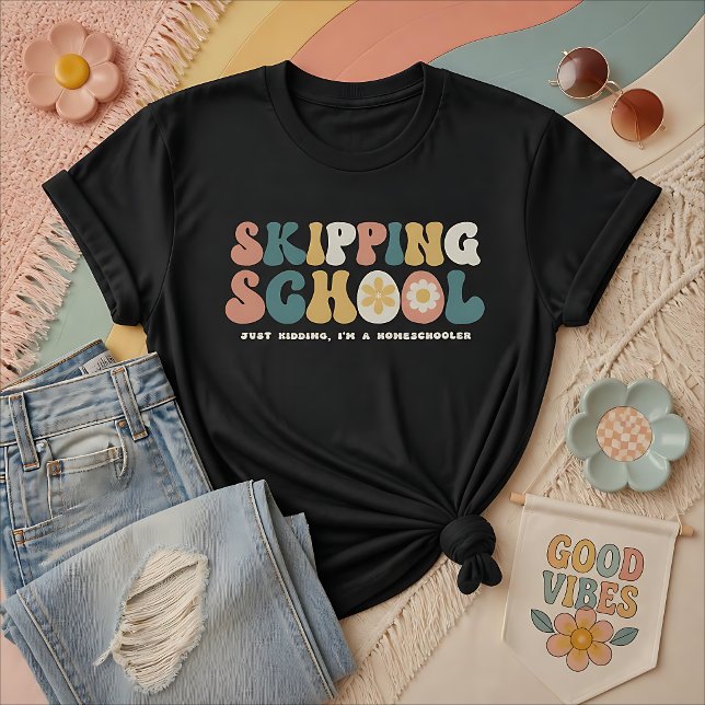 T-shirt Sauter l'école Drôle d'élève à domicile Rétro (Créateur téléchargé)