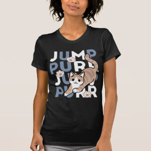 T-shirt Sauter Purr Jump : Conception de chat joueuse avec