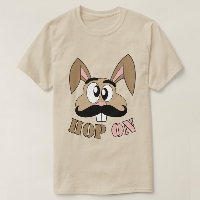 T-shirt Sauter sur le lapin de moustache (Design devant)